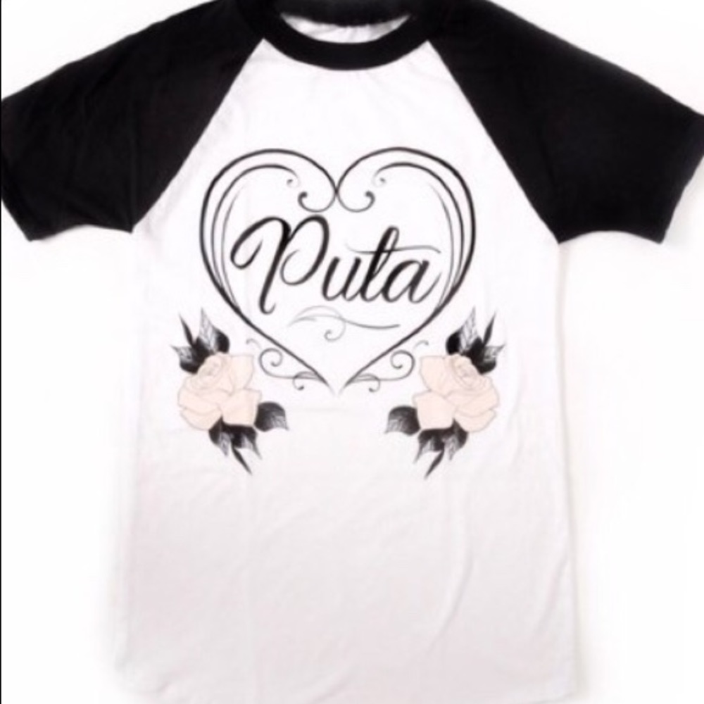 Punk edgy ‘Puta’ baseball tee
